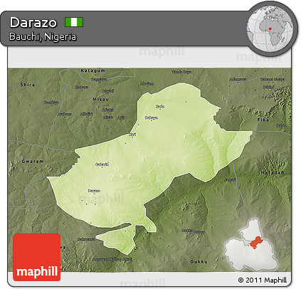 Physical 3D Map of Darazo, darken