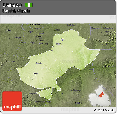 Physical 3D Map of Darazo, darken