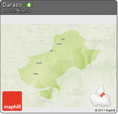 Physical 3D Map of Darazo, lighten