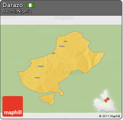 Savanna Style 3D Map of Darazo, single color outside