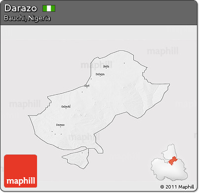 Silver Style 3D Map of Darazo, single color outside