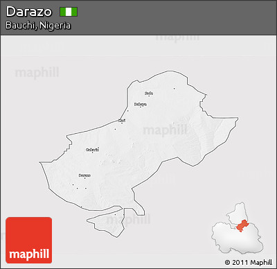 Silver Style 3D Map of Darazo, single color outside