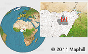 Satellite Location Map of Darazo, highlighted country, highlighted parent region