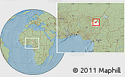 Savanna Style Location Map of Darazo, highlighted parent region, within the entire country, hill shading