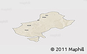 Shaded Relief Panoramic Map of Darazo, single color outside