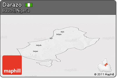 Silver Style Panoramic Map of Darazo, single color outside