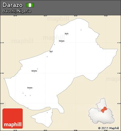 Classic Style Simple Map of Darazo, single color outside