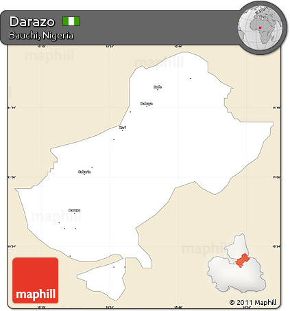 Classic Style Simple Map of Darazo, single color outside
