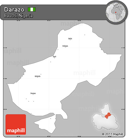 Gray Simple Map of Darazo, single color outside