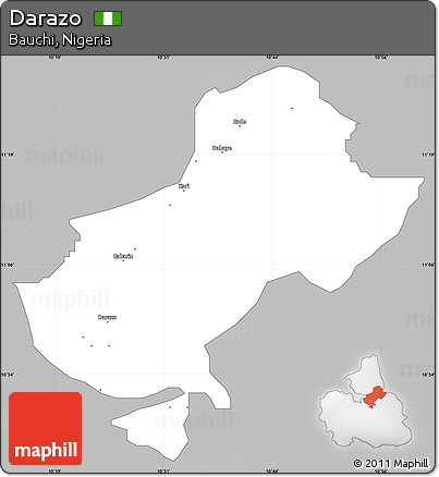 Gray Simple Map of Darazo, single color outside