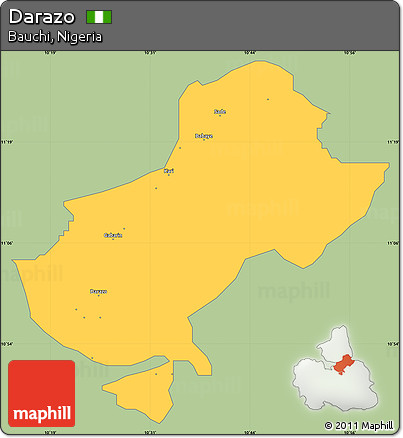 Savanna Style Simple Map of Darazo, single color outside