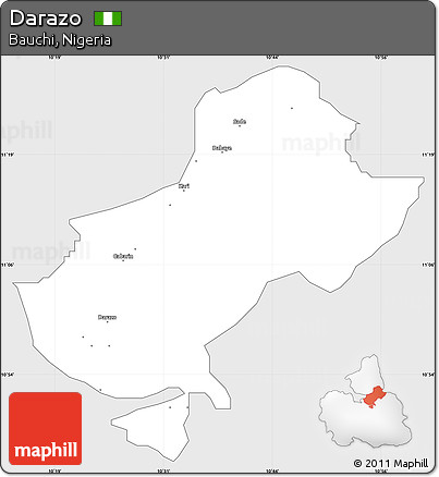 Silver Style Simple Map of Darazo, single color outside
