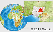 Physical Location Map of Bauchi, highlighted country, within the entire country