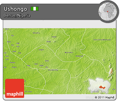 Physical 3D Map of Ushongo