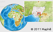 Physical Location Map of Ushongo, highlighted country, highlighted parent region, within the entire country