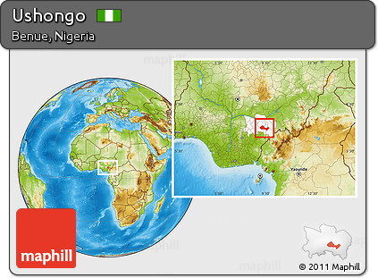 Physical Location Map of Ushongo, highlighted parent region