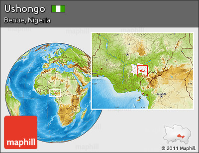 Physical Location Map of Ushongo, highlighted parent region