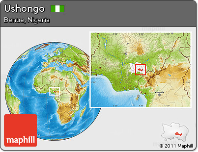 Physical Location Map of Ushongo, highlighted parent region
