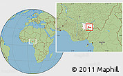 Savanna Style Location Map of Ushongo, highlighted parent region