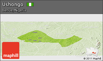 Physical Panoramic Map of Ushongo, lighten