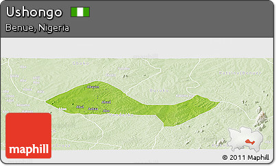 Physical Panoramic Map of Ushongo, lighten