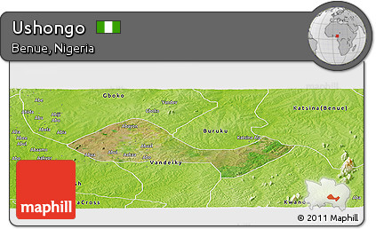 Satellite Panoramic Map of Ushongo, physical outside