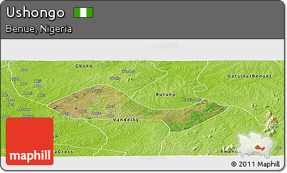 Satellite Panoramic Map of Ushongo, physical outside