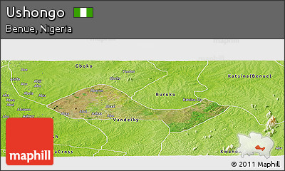 Satellite Panoramic Map of Ushongo, physical outside