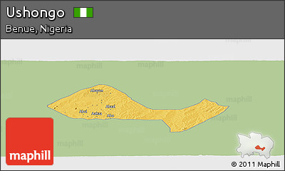 Savanna Style Panoramic Map of Ushongo, single color outside
