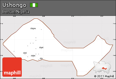 Classic Style Simple Map of Ushongo, cropped outside