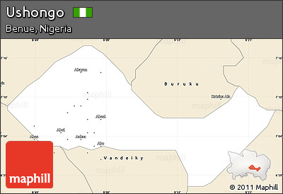 Classic Style Simple Map of Ushongo