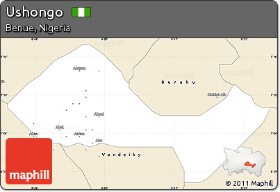 Classic Style Simple Map of Ushongo