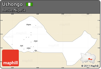 Classic Style Simple Map of Ushongo, single color outside