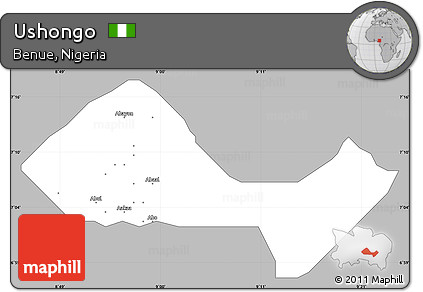 Gray Simple Map of Ushongo, single color outside