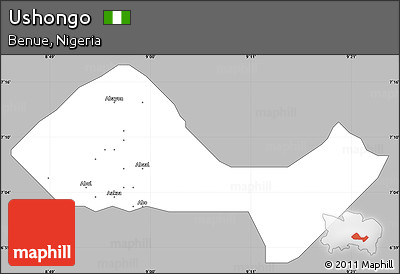 Gray Simple Map of Ushongo, single color outside
