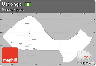 Gray Simple Map of Ushongo, single color outside