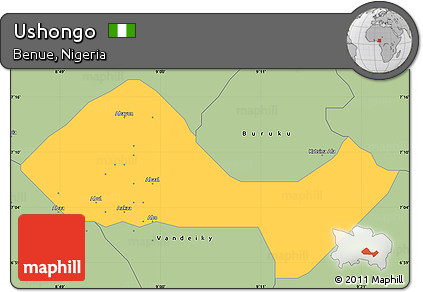 Savanna Style Simple Map of Ushongo