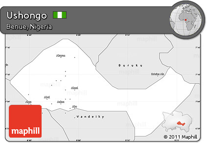 Silver Style Simple Map of Ushongo