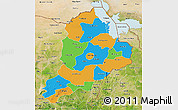 Political 3D Map of Borno, satellite outside