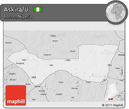 Silver Style 3D Map of Askira/U