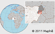 Gray Location Map of Askira/U, highlighted country, highlighted parent region