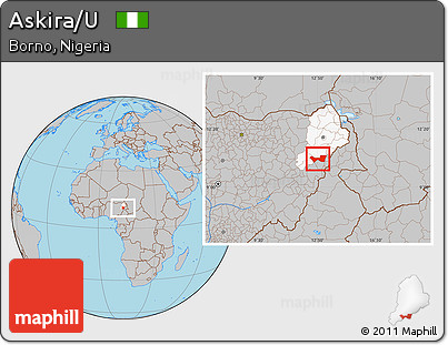 Gray Location Map of Askira/U, highlighted parent region