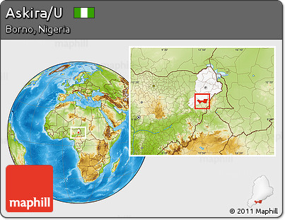 Physical Location Map of Askira/U, highlighted parent region