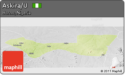 Physical Panoramic Map of Askira/U, lighten, desaturated