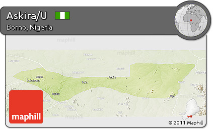 Physical Panoramic Map of Askira/U, lighten