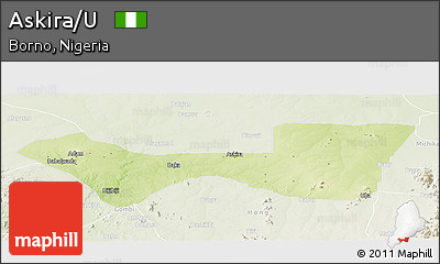 Physical Panoramic Map of Askira/U, lighten
