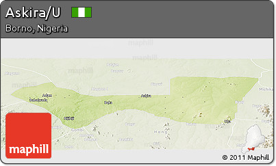 Physical Panoramic Map of Askira/U, lighten