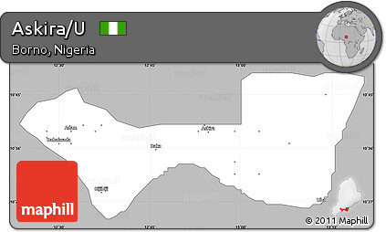 Gray Simple Map of Askira/U, single color outside