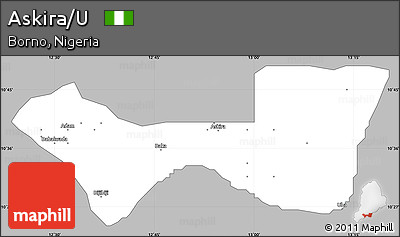 Gray Simple Map of Askira/U, single color outside