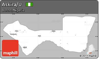 Gray Simple Map of Askira/U, single color outside